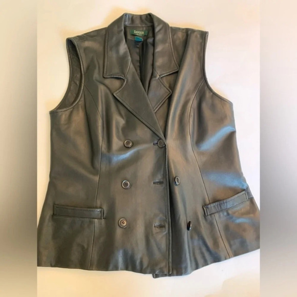 Vintage Danier black leather vest size L - Picture 5 of 13